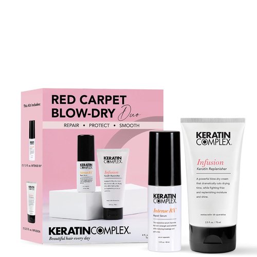 Keratin Complex - Red Carpet Blow Dry Kit | Infusion Keratin Replenisher 2.5 fl oz & Intense RX Repair Serum 1.5 fl oz