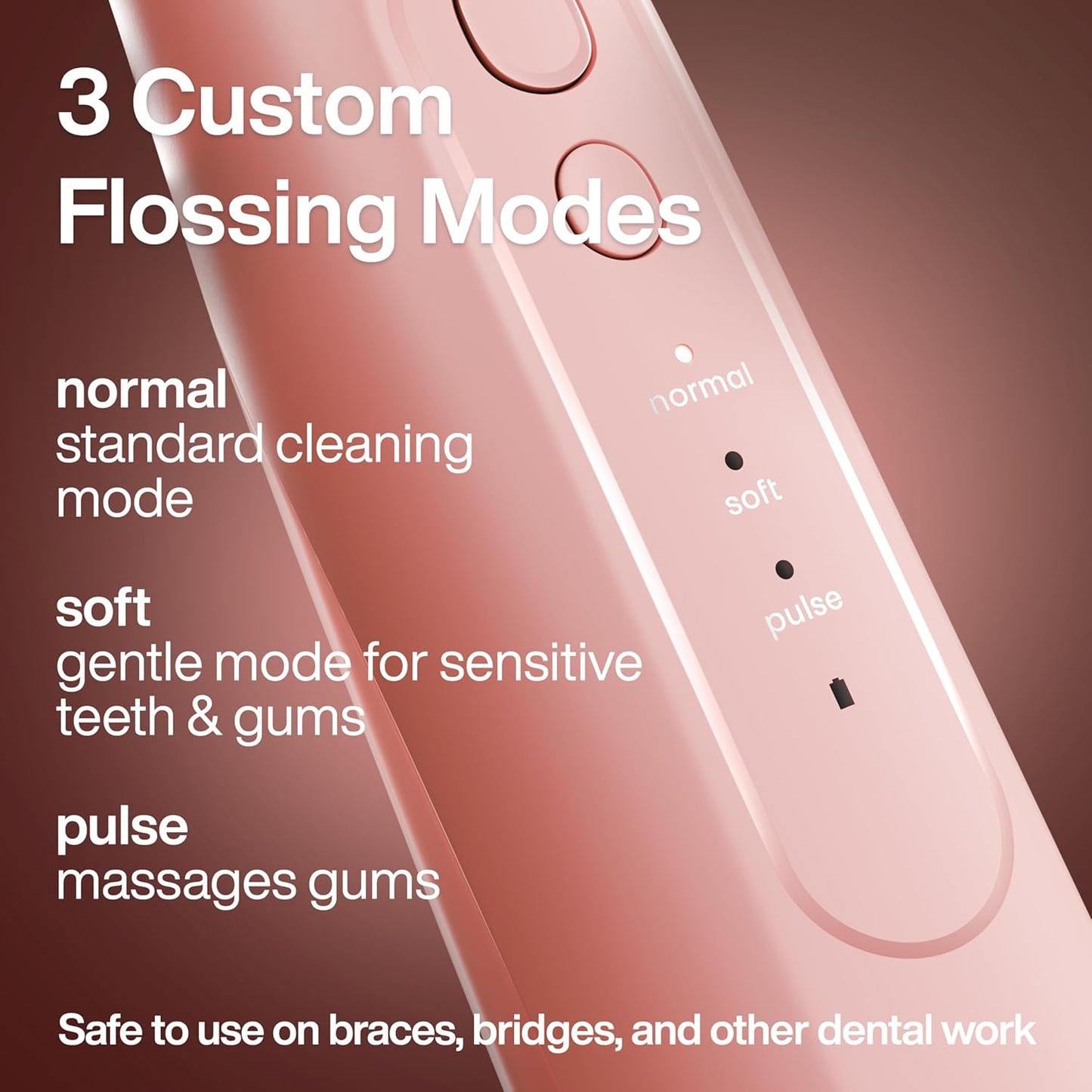 AquaSonic Icon Water Flosser - Cordless Rechargeable Oral Irrigator for Dental Cleaning - Blush