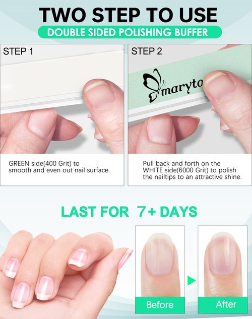 Maryton Nail Buffer and Shine Kit - 10pcs Nail Shine Buffer Blocks for Natural Nails Polisher Fingernail Buffer Buffing File 400 6000 Grit