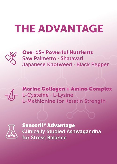 Lunakai Hair Growth Supplement for Women - Advanced 20 Nutrient Formula with Marine Collagen, Biotin & Keratin - 90 Capsules for Thicker Strands