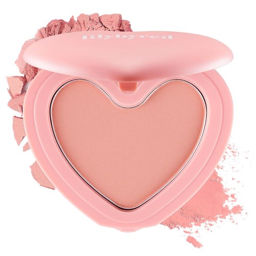 Lilybyred Luv Beam Cheek - Heart-Shaped Korean Powder Blush for Natural Flush | Soft Matte Finish, Blendable & Long-Lasting (02 Dollish Rose)