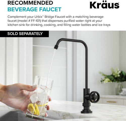 KRAUS Urbix Industrial Kitchen Faucet - Brushed Gold Finish with Side Sprayer | KPF-3125BG