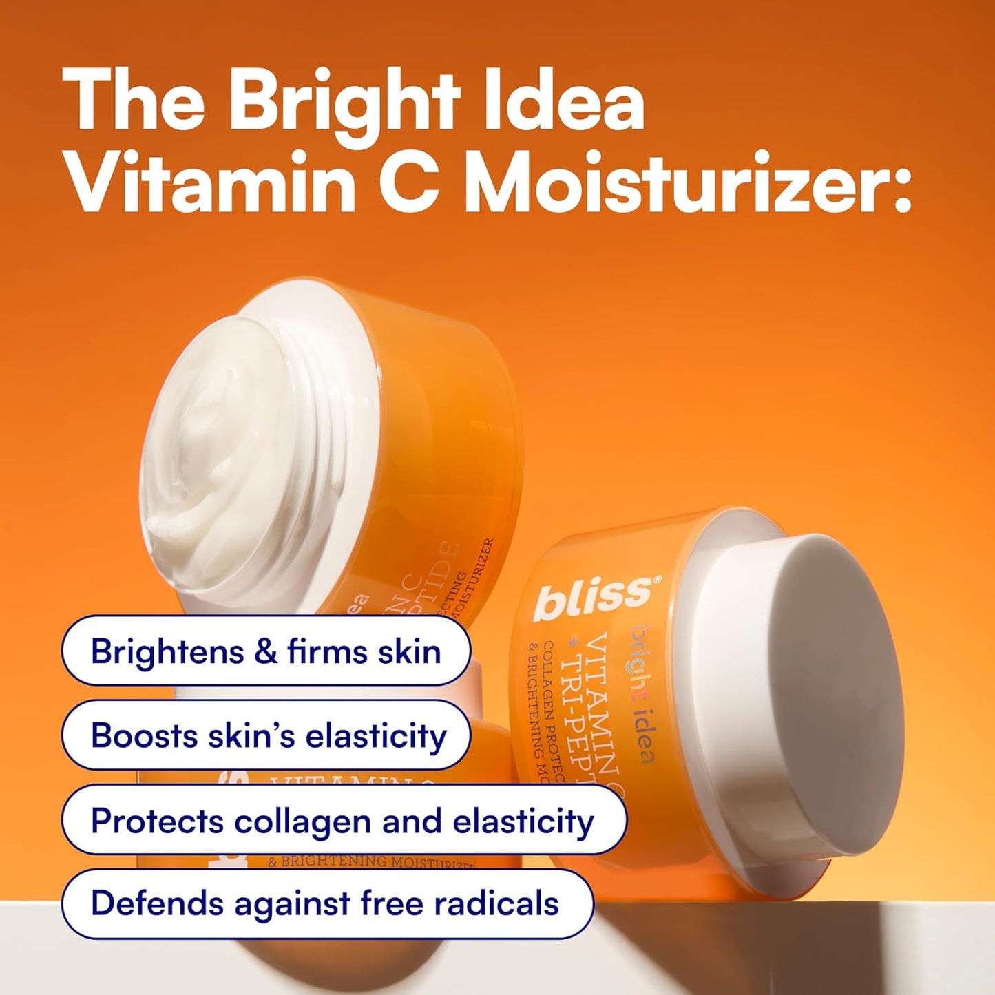 Bliss Vitamin C + Tri-Peptide Brightening Moisturizer - Hydrating Anti-Aging Face Cream | Vegan & Cruelty-Free 1.7 fl oz