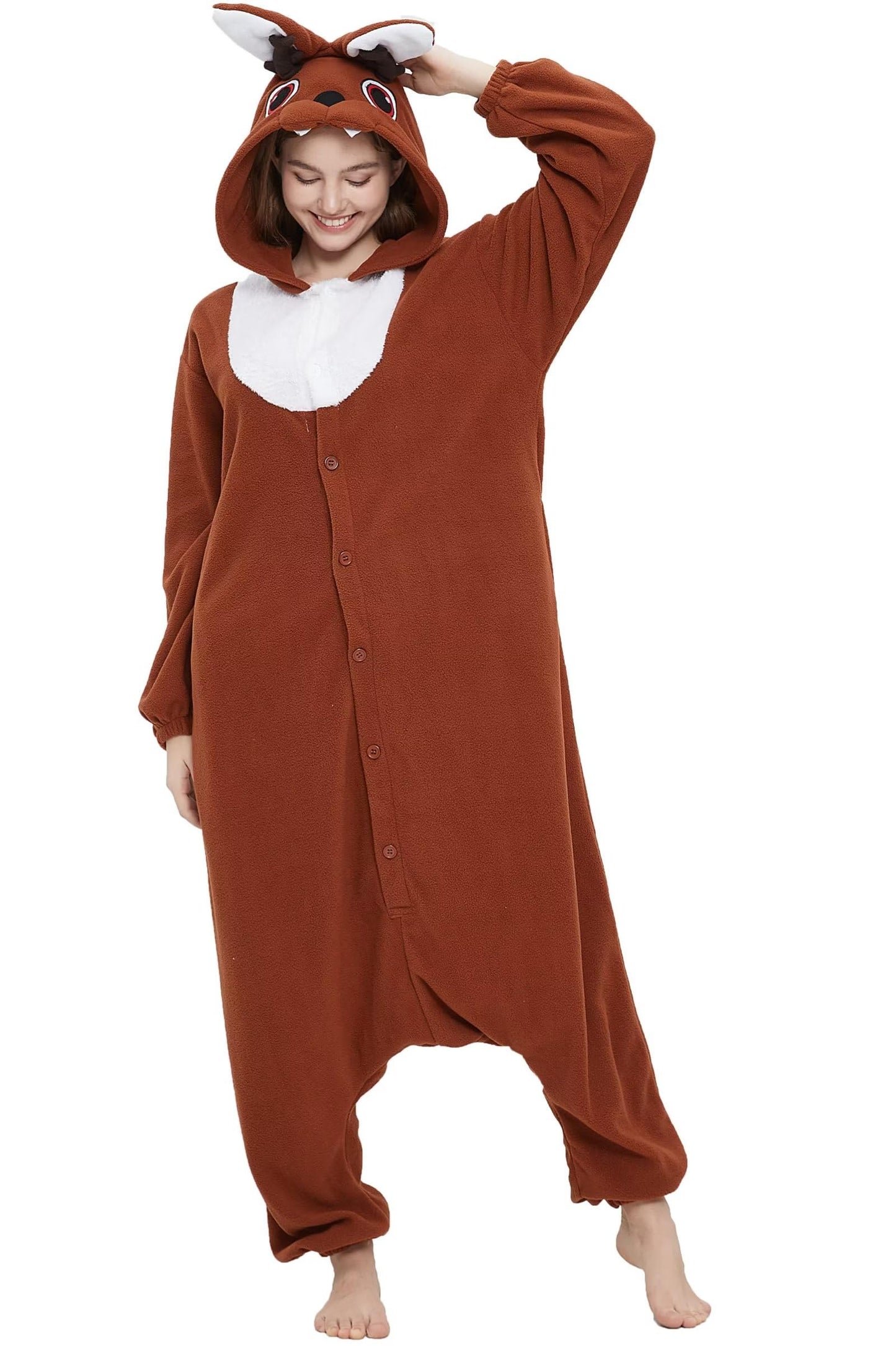 DarkCom Unisex Adult Cosplay Wolpertinger Onesie Halloween Costume Christmas Pajamas Sleepwear for Women Men Small