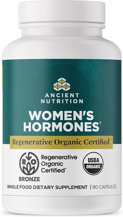Ancient Nutrition Women's Hormones Capsules - Supports Hormone Health & Digestion | 90 Count, Organic & Gluten-Free