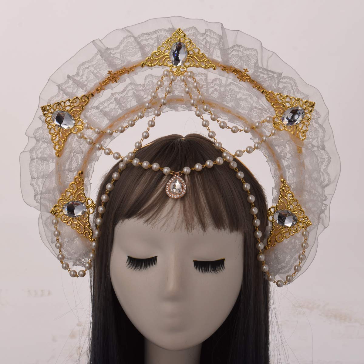 BLESSUME Mary Halo Crown Headband Goddess Headwear Halloween Costume Headpiece Headdress for Cosplay Party (L) Multicoloured