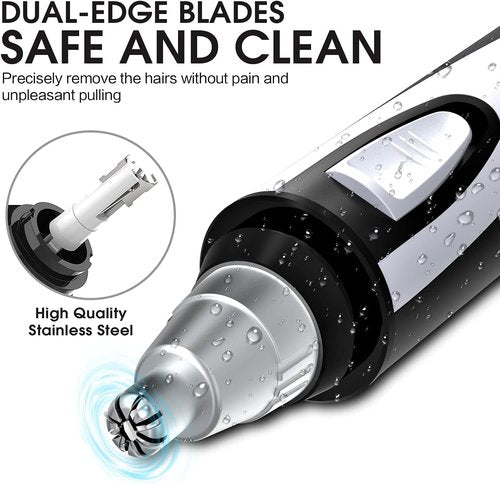 Regine Switzerland Ear and Nose Hair Trimmer - Professional Painless Dual Edge Clipper | Waterproof, Battery-Operated, Black