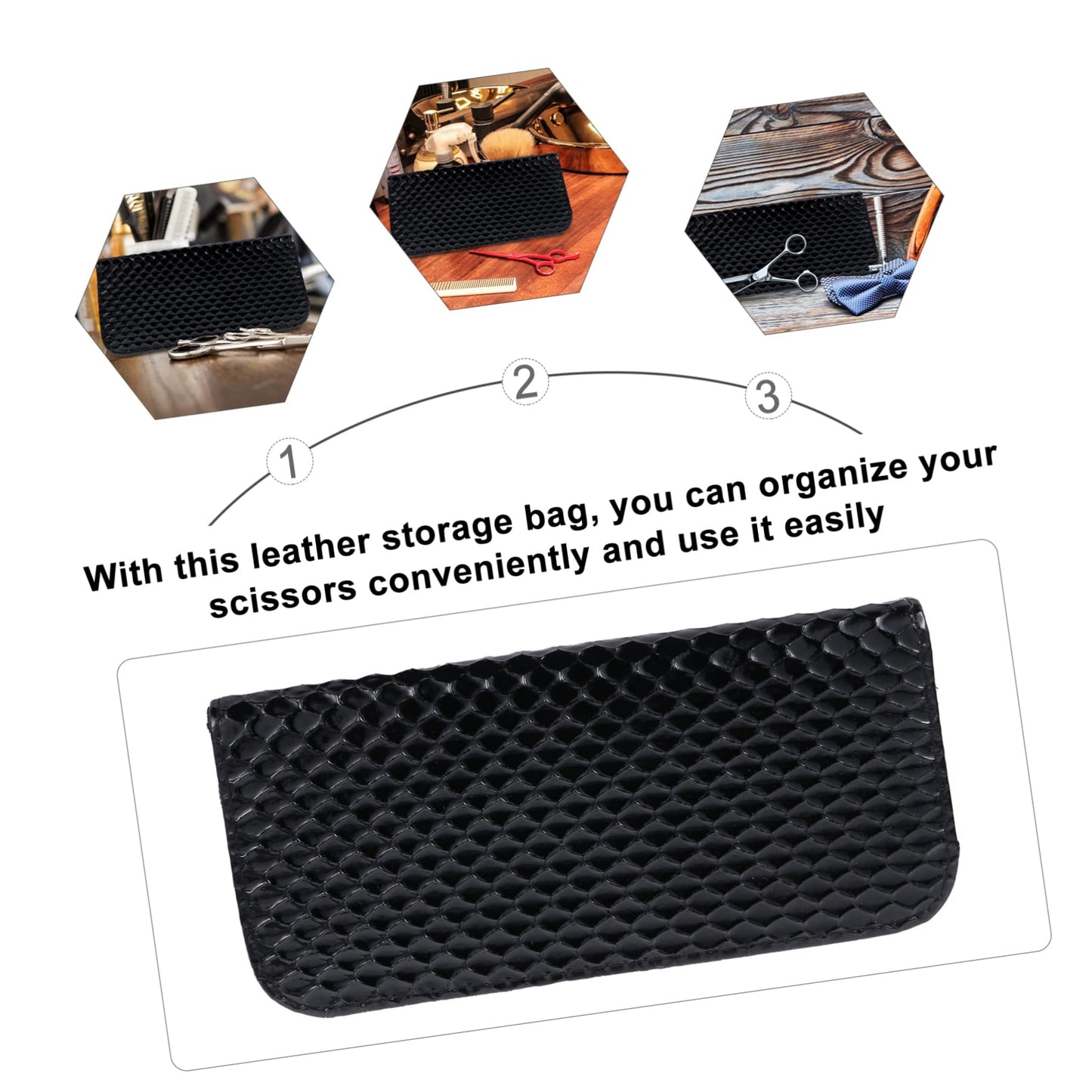 minkissy Hair Cut Scissors Bag Hair Styling Tools Organizer Leather Zipper Compact and Portable