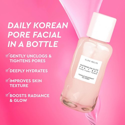 Glow Recipe PHA + BHA Face Toner - Exfoliating & Hydrating Formula with Watermelon & Cactus Water (40ml)