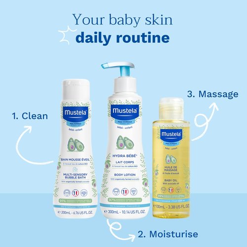 Mustela Baby Multi-Sensory Bubble Bath with Natural Avocado – Biodegradable Formula - 6.76 oz. – Packaging may vary
