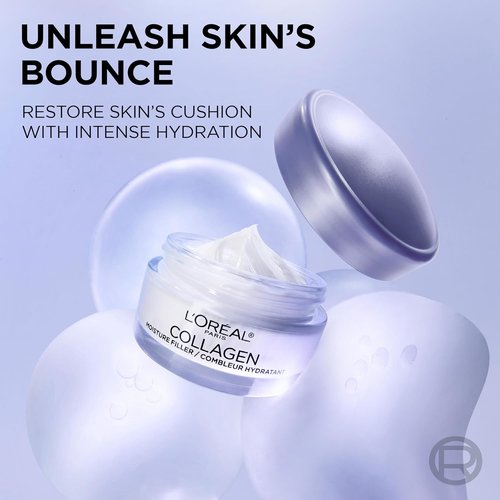 L'Oreal Paris Collagen Moisture Filler Face Cream - Anti-Aging Hydration, Fragrance-Free, 3.4 Oz (Pack of 2)