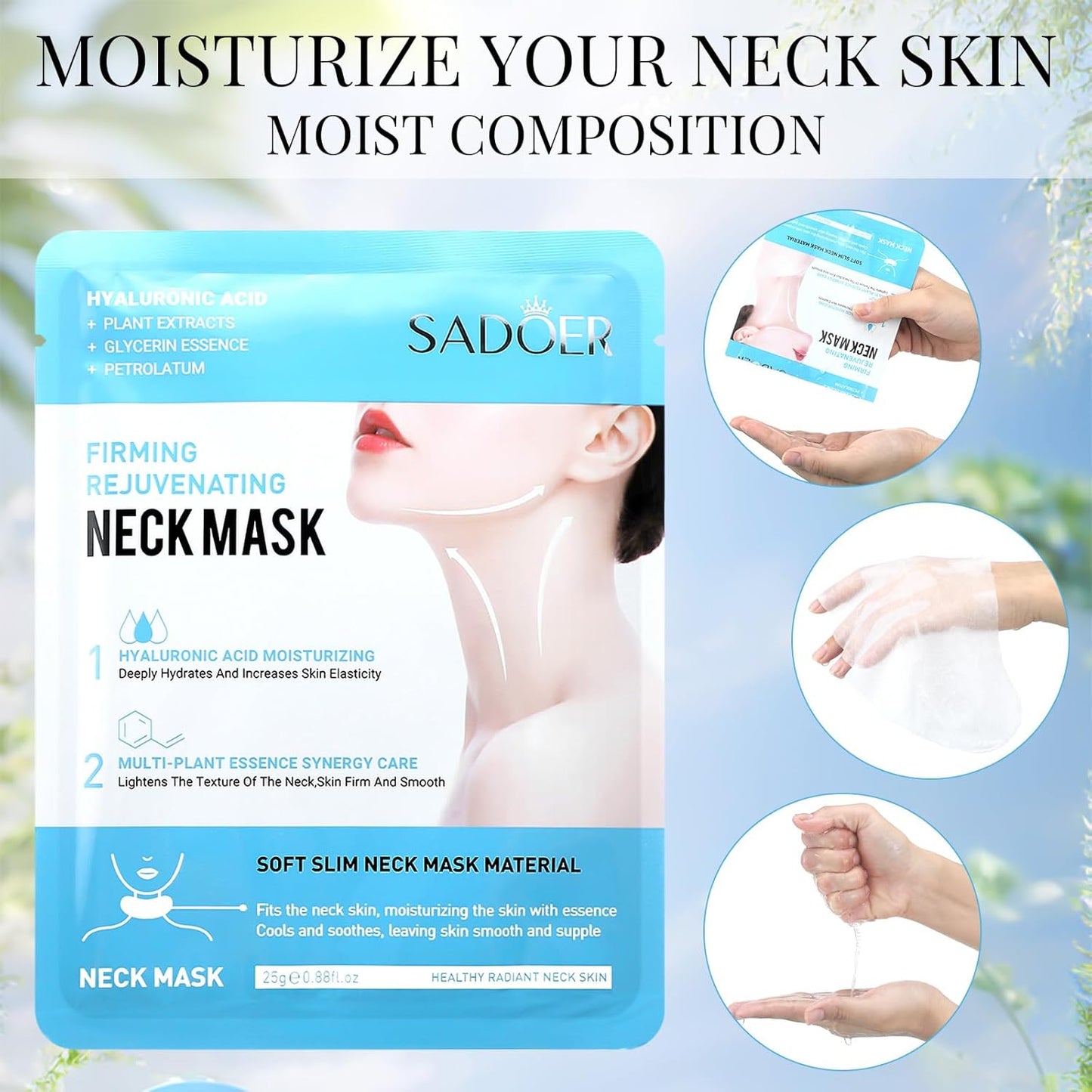 Skiennix Neck Wrinkle Patches - Hydrating Moisturizing Smile Line Pads | 12 Pcs for Skincare