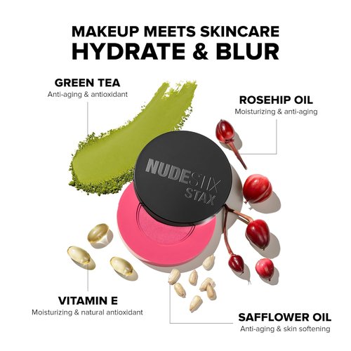 Nudestix STAX All Over Color Blush Balm - Multi-Use Cream Blush for Cheeks, Eyes & Lips | Soft Matte Finish