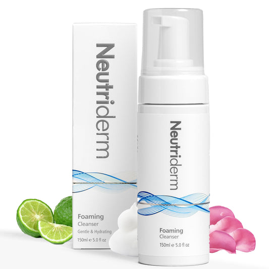 Neutriderm Foaming Cleanser Face Wash for Dry Skin: Ultra Hydrating Facial Cleanser with Niacinamide, Vitamin C, ProVitamin B5 Cleansing Foam Facewash - Facial Wash Removes Makeup & Impurities 5 Fl Oz