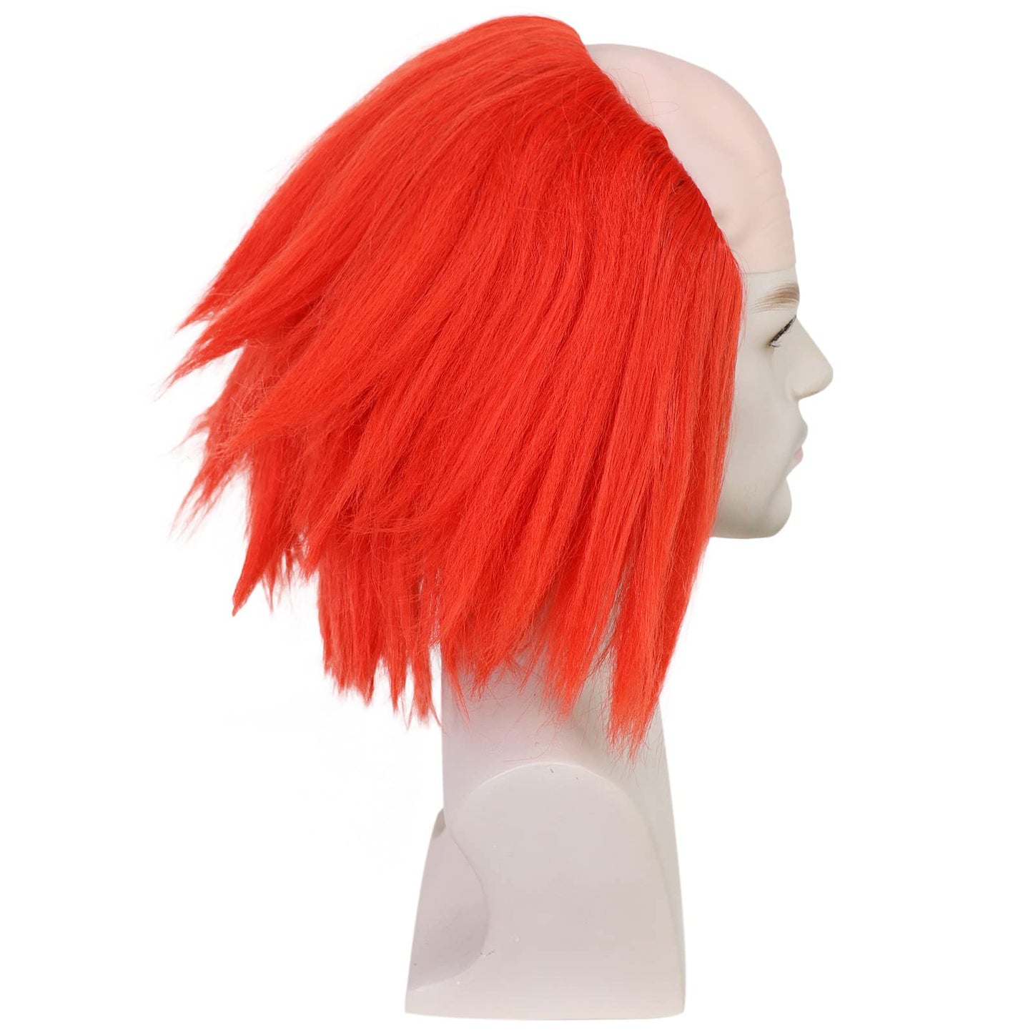 HUNIGIR Clown Wig Bald Red Wig Short Fluffy Wig Red Bald Head Wig Heat Resistant Synthetic Halloween Party Cosplay Costume Wig (Red)