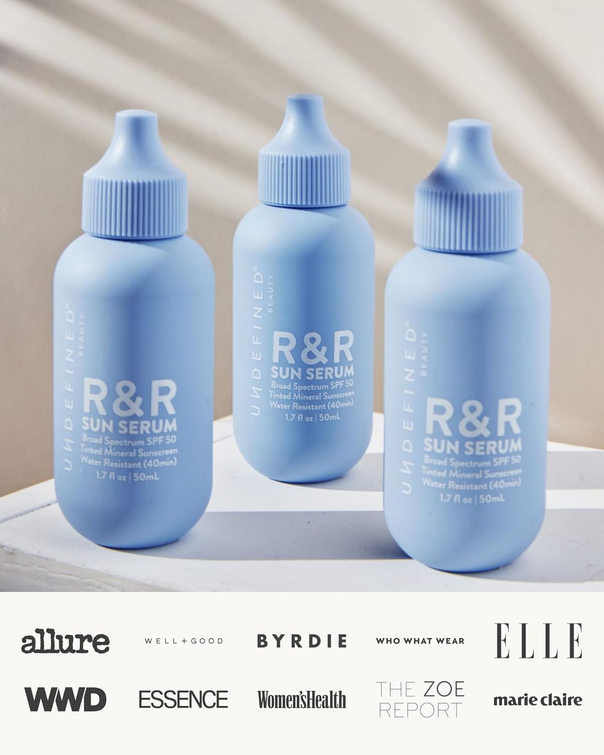 Undefined R&R Sun Serum SPF 50 - Mineral Sunscreen with Niacinamide & Blue Light Defense (Light Tint)