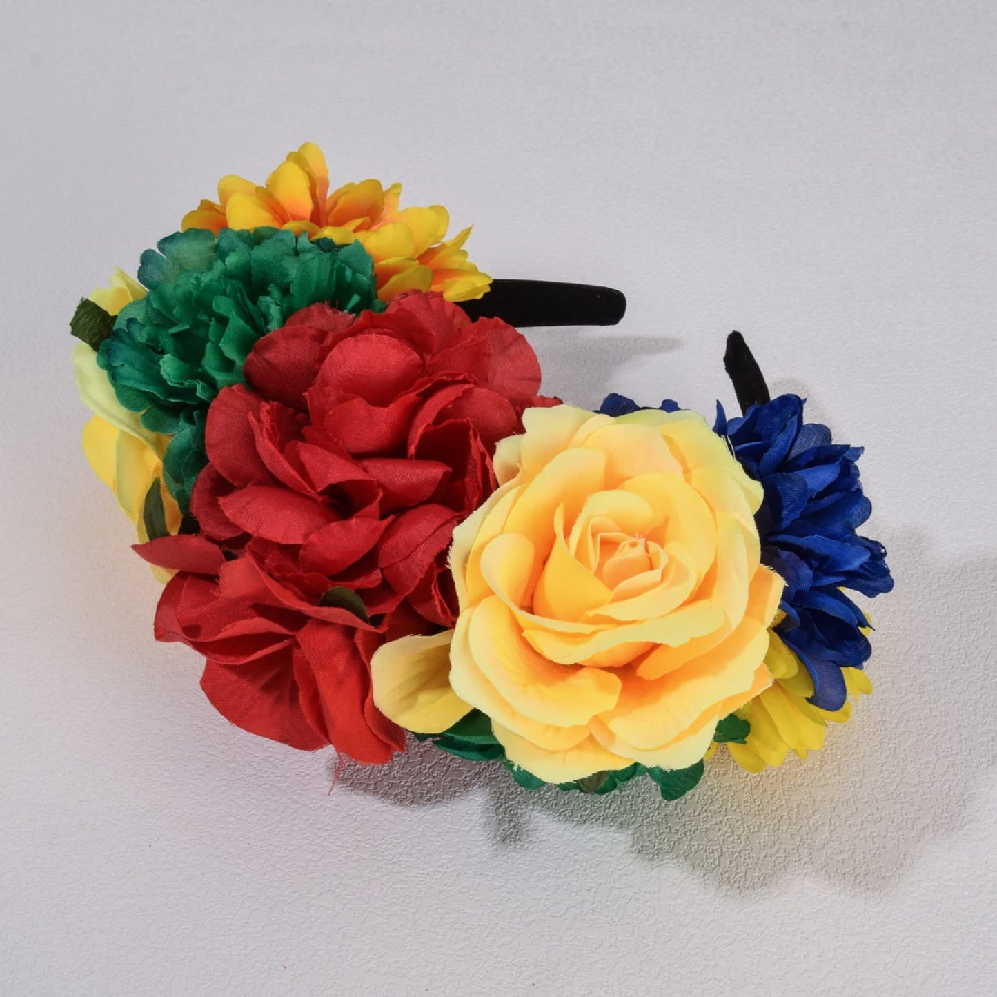 Vividsun Rose Flower Headband Floral Crown Day Of The Dead Headpiece (C yellow red green)