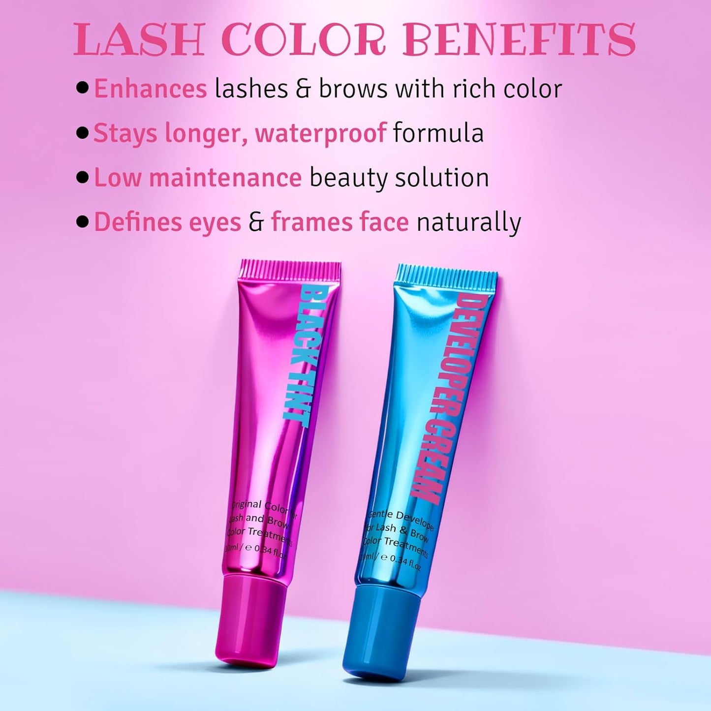 Skiennix 10ml Lash Color Kit - Black Voluminous Eyelash Coloring for Natural Results, Lasts 4 Weeks