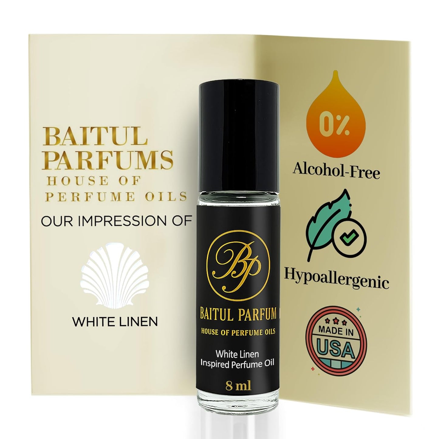 Comparable to White Linen Alcohol-Free Fragrance - 8ml Travel Size Perfume Oil | Long-Lasting Clean Scent in Glass Bottle