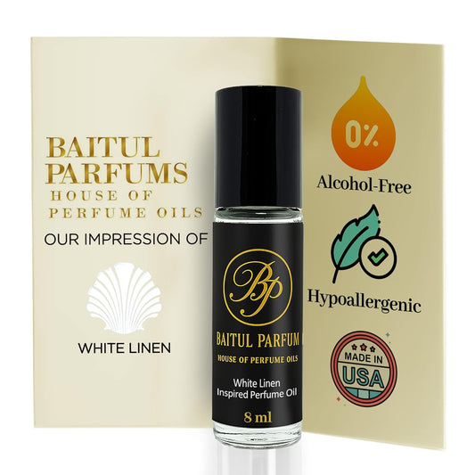 Comparable to White Linen Alcohol-Free Fragrance - 8ml Travel Size Perfume Oil | Long-Lasting Clean Scent in Glass Bottle