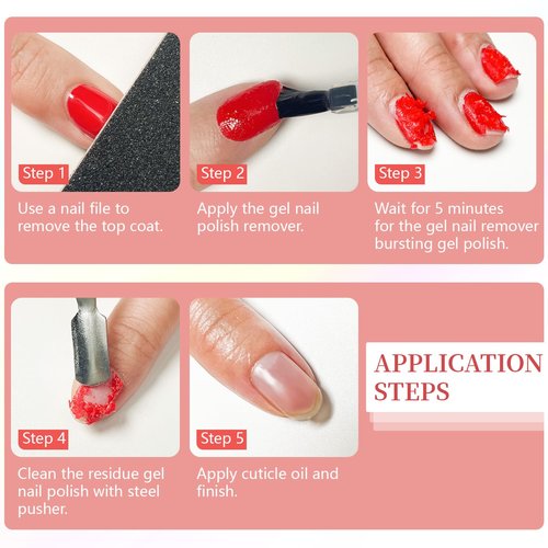JODSONE 15ML Gel Nail Polish Remover, Soak Off Gel Remover No Soaking No Wrapping, Quick Easy Nail Gel Cleaner for Manicure Nail Art