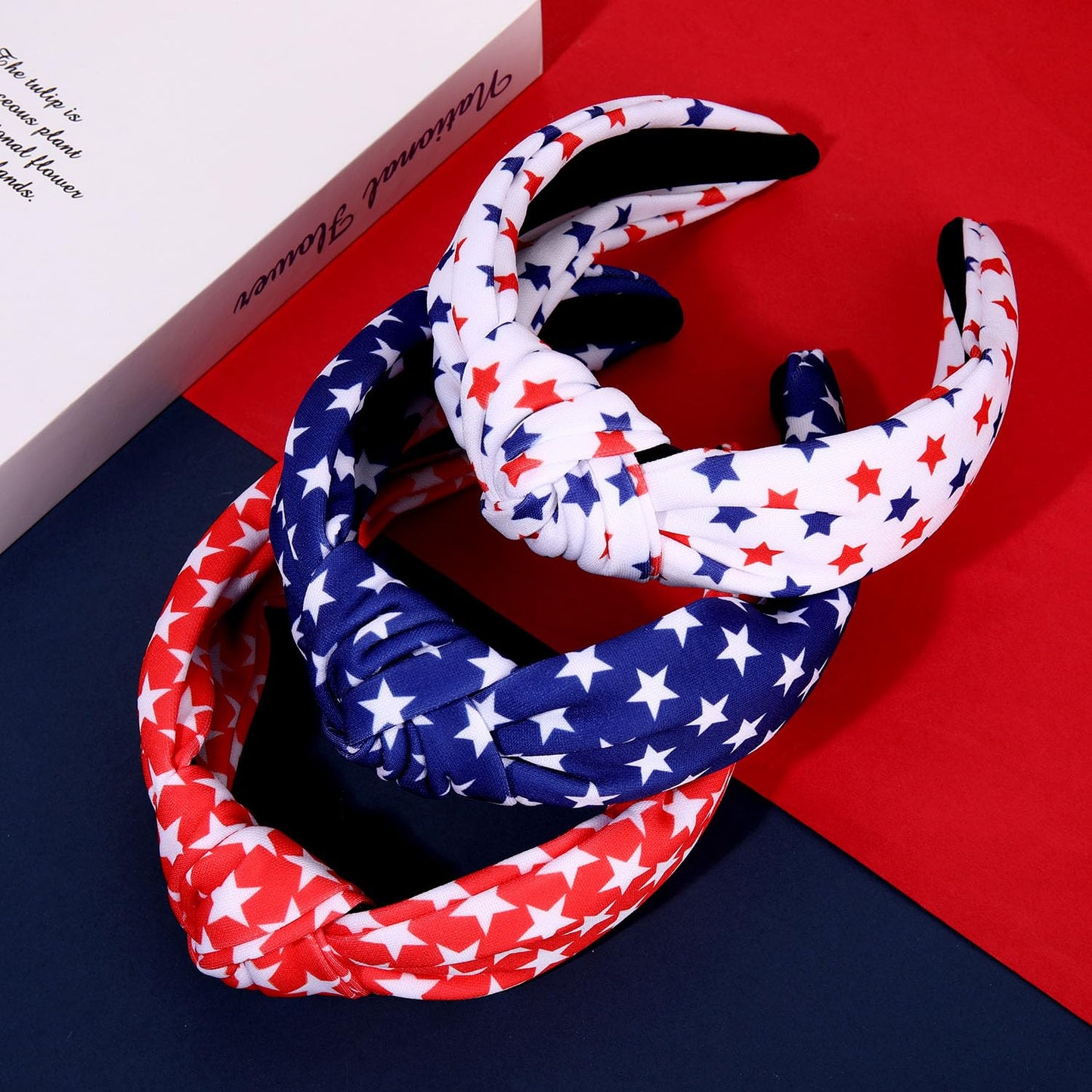 JERTOCLE 4th of July Knotted Headband for Women Patriotic Stars Flag USA Stripe Headbands American Flag Red White Blue Hairband Independence Day Hair Accessories Gifts