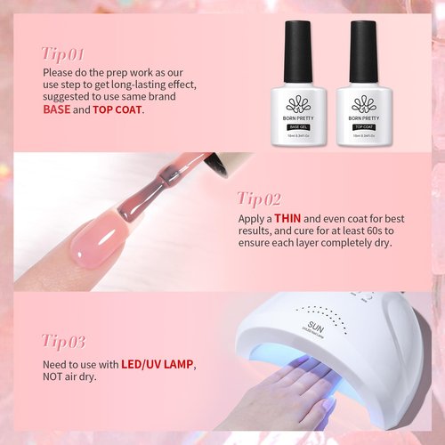 Born Pretty Jelly Pink Gel Nail Polish Nude Pink Sheer Translucent Valentine's Day Gel Polish Milky Natural Gel Polish Set Nail Art Manicure DIY Kit Home Salon 6PCS