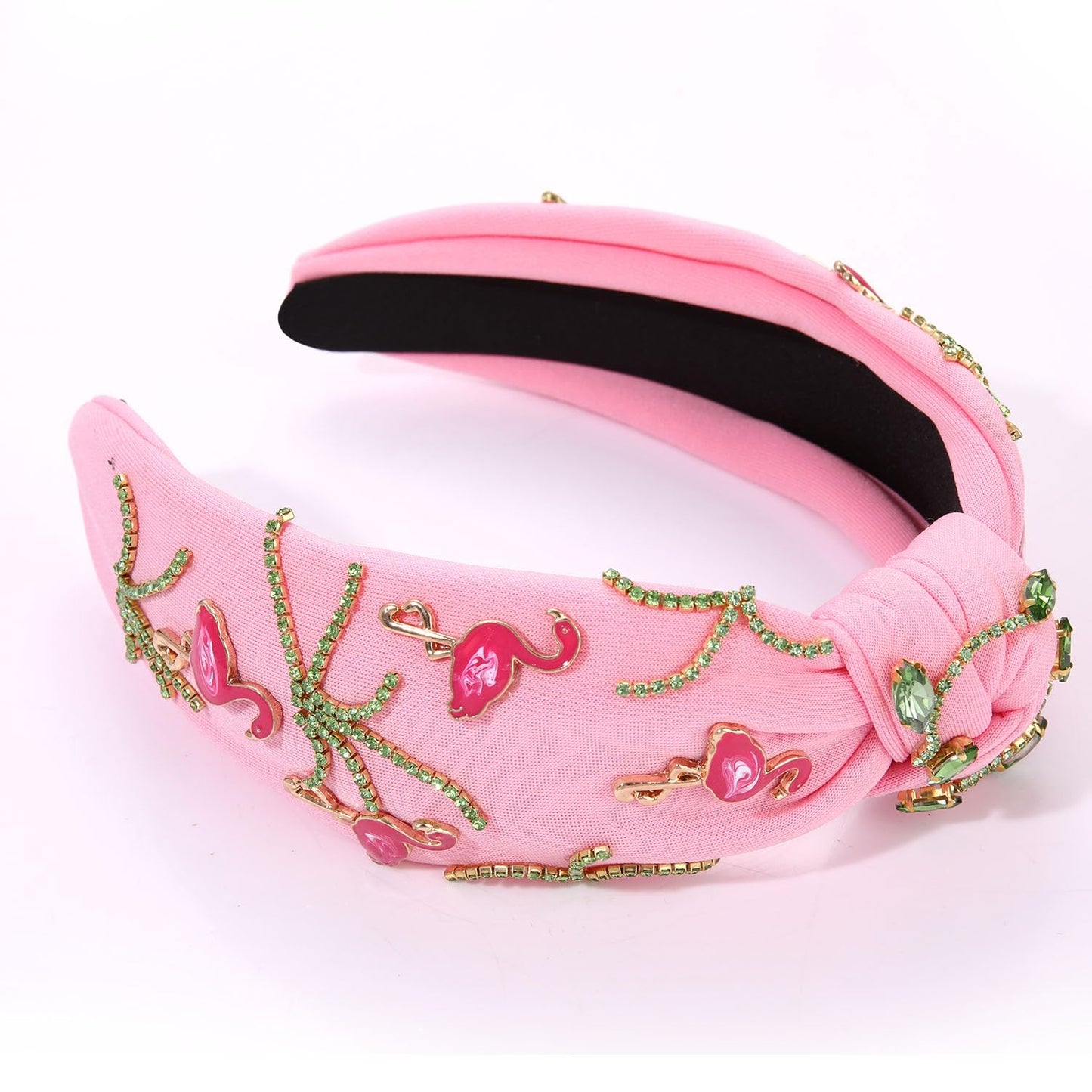 JERTOCLE Flamingo Headband for Women Tropical Pink Flamingo Knotted Headband Summer Boho Top Knot Headband Summer Beach Vacation Hair Accessories Gifts