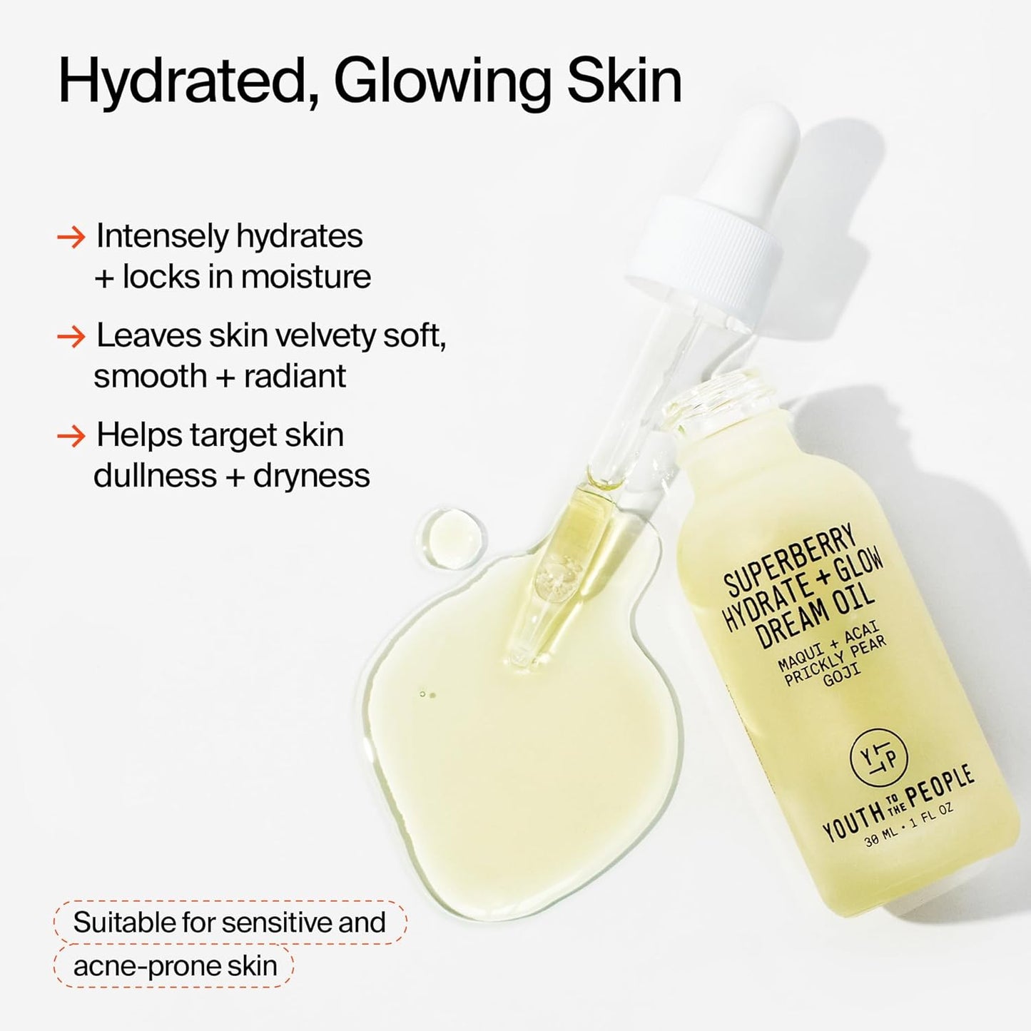 Youth To The People Superberry Face Oil - Hydrating & Revitalizing Formula with Vitamin C & Squalane | 1 fl oz