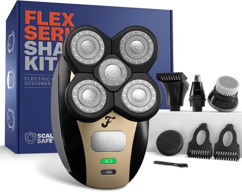 Freebird FlexSeries Electric Head & Body Hair Shaver - Cordless Waterproof Razor with Rotary Blades & Trimmer