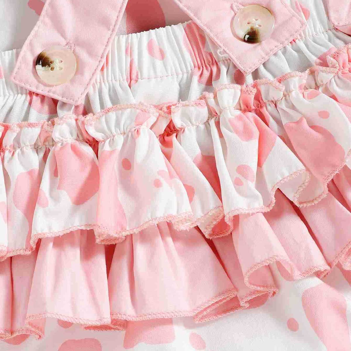 Baby Toddler Girl First Birthday Outfits 2PCS Little Princess Bubble Romper 1st Birthday Cake Samsh Outfits Baby Easter Romper Baptism Christening Halloween Onesie Photo Shoot Cow-Pink 12-18 Months