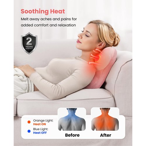 BOB AND BRAD Back Massager with Heat, EZBack Corded Neck Massager Back Massager for Pain Relief Deep Tissue, Shiatsu Back Shoulder and Neck Massager, Massage Pillow for Full Body, Gifts for Women Men