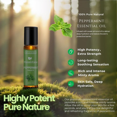 Peppermint Essential Oil Roll-On | 100% Pure Natural Relief for Migraines & Nausea | 10ml