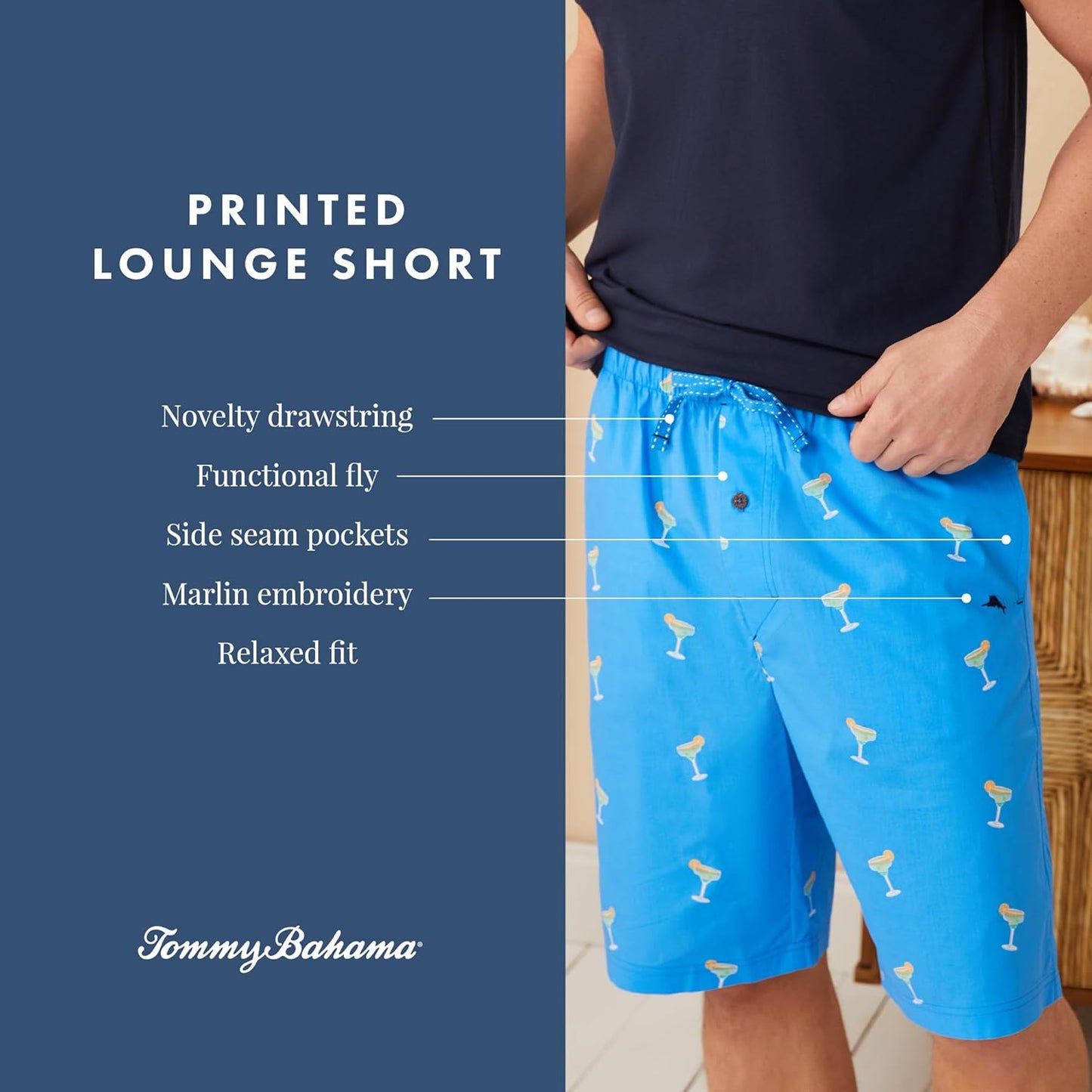 Tommy Bahama - Men's Printed Lounge Shorts | Comfortable Woven Pajama Shorts for Relaxation