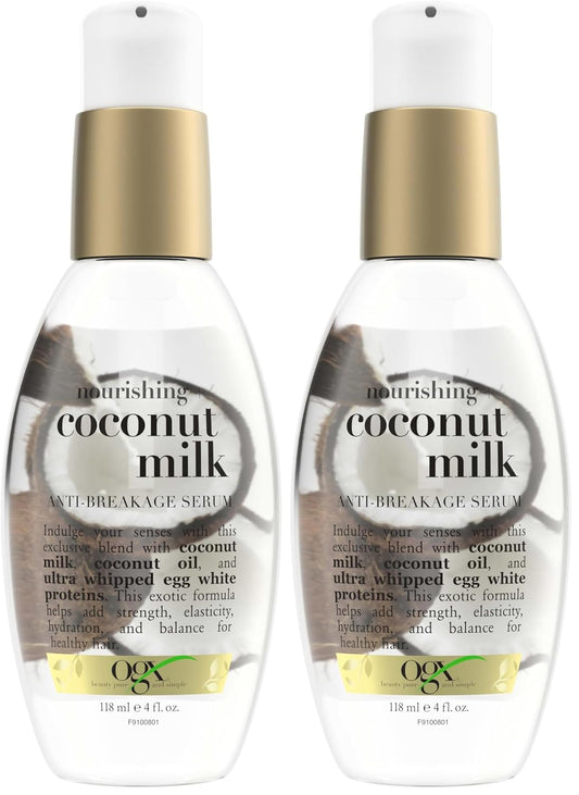 OGX Nourishing + Coconut Milk Anti-Breakage Serum, 4 Fl Oz (Pack of 2)