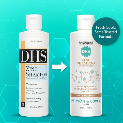 DHS Zinc Shampoo - Dandruff Relief for Flaky & Dry Scalp with 2% Zinc Pyrithione | 8 oz