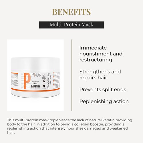 SALERM - Damaged Hair Mask - Multi-Proteins Hair Lab - 250 ml - Helps Replenish Natural Keratin - Adds Volume and Strength - Paraben-Free