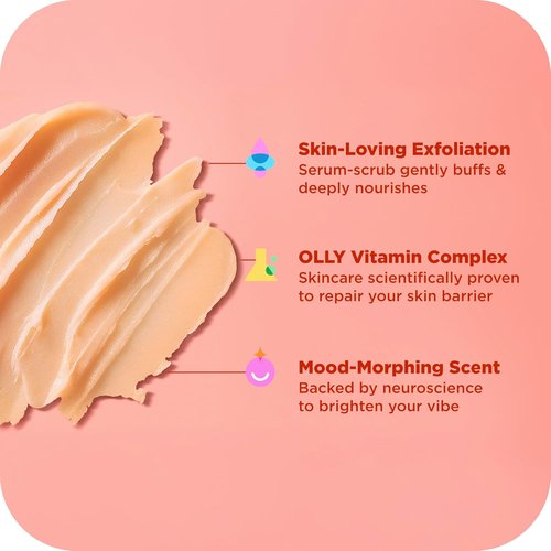 OLLY Bright Body Scrub - Nourishing Exfoliating Cleanser with Ginseng & Caffeine | Citrus Currant, 6 oz
