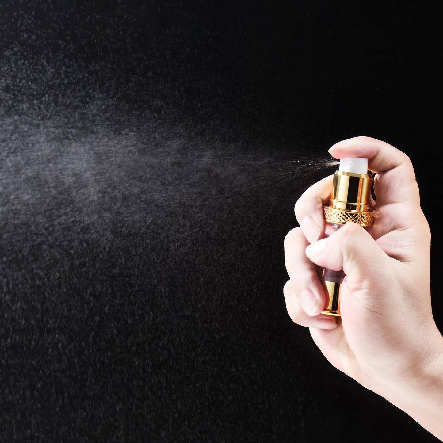 XQNCBY golden airless pump bottle with travel bag set with labels empty refillable cosmetic pump travel size containers hair oil, lotion and other liquids 5ml 10ml 15g(12 Packs)