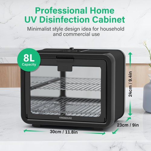 KING&DUKE 8-Liter UV Cabinet - Large Capacity Storage Box for Salon Tools & Home Use | Black