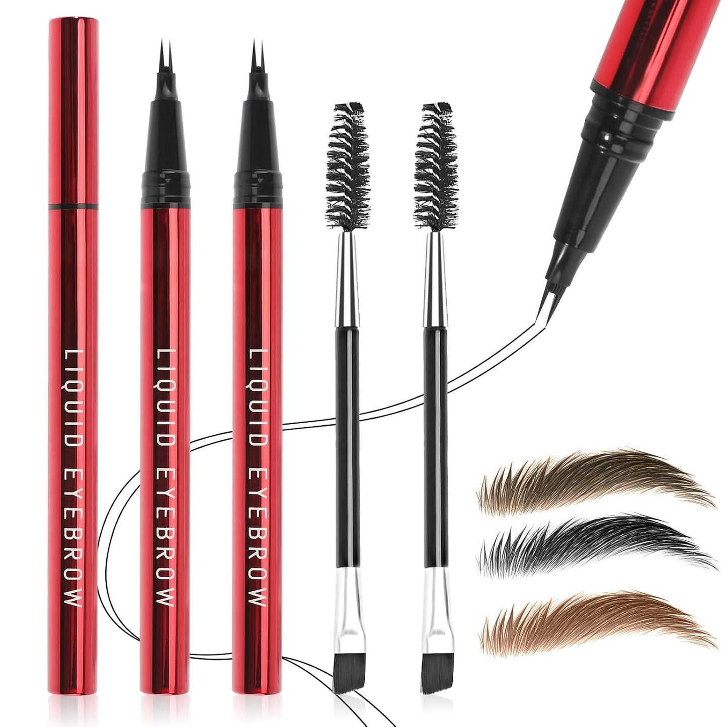 Skiennix Microblading Eyebrow Pencils - Waterproof & Long-Lasting, 2-Fork Tip, Dark Brown (2PCS)