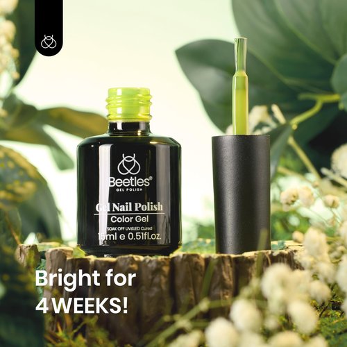 Beetles Green Gel Nail Polish - Fresh Greenery 15ML/0.51Fl Oz, Light Green Gel Nails Polish, Neon Lime Color Soak Off UV LED Lamp Day Nails Art, Long-Lasting Manicure Salon Spring Nails
