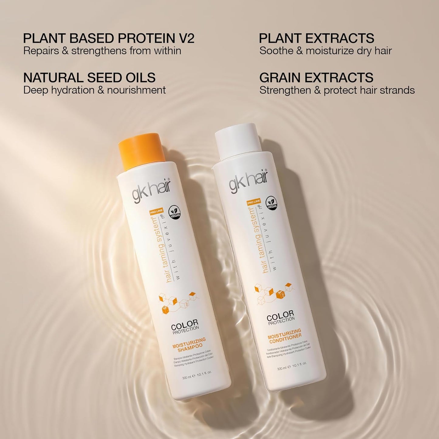 GK HAIR Moisturizing Color Protection Shampoo & Conditioner Set - Hydrating Formula for Dry, Coarse & Color-Treated Hair | 10.1 Oz