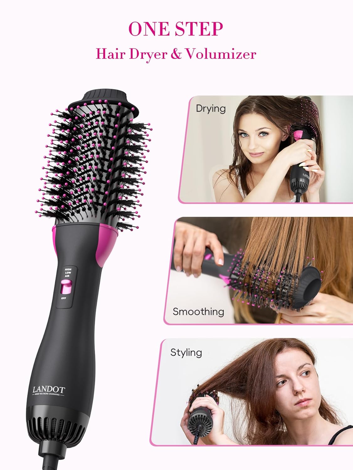 Skiennix Hair Blow Dryer Brush - Fast Drying Volumizing Hot Air Brush for Women | 60mm Oval Barrel