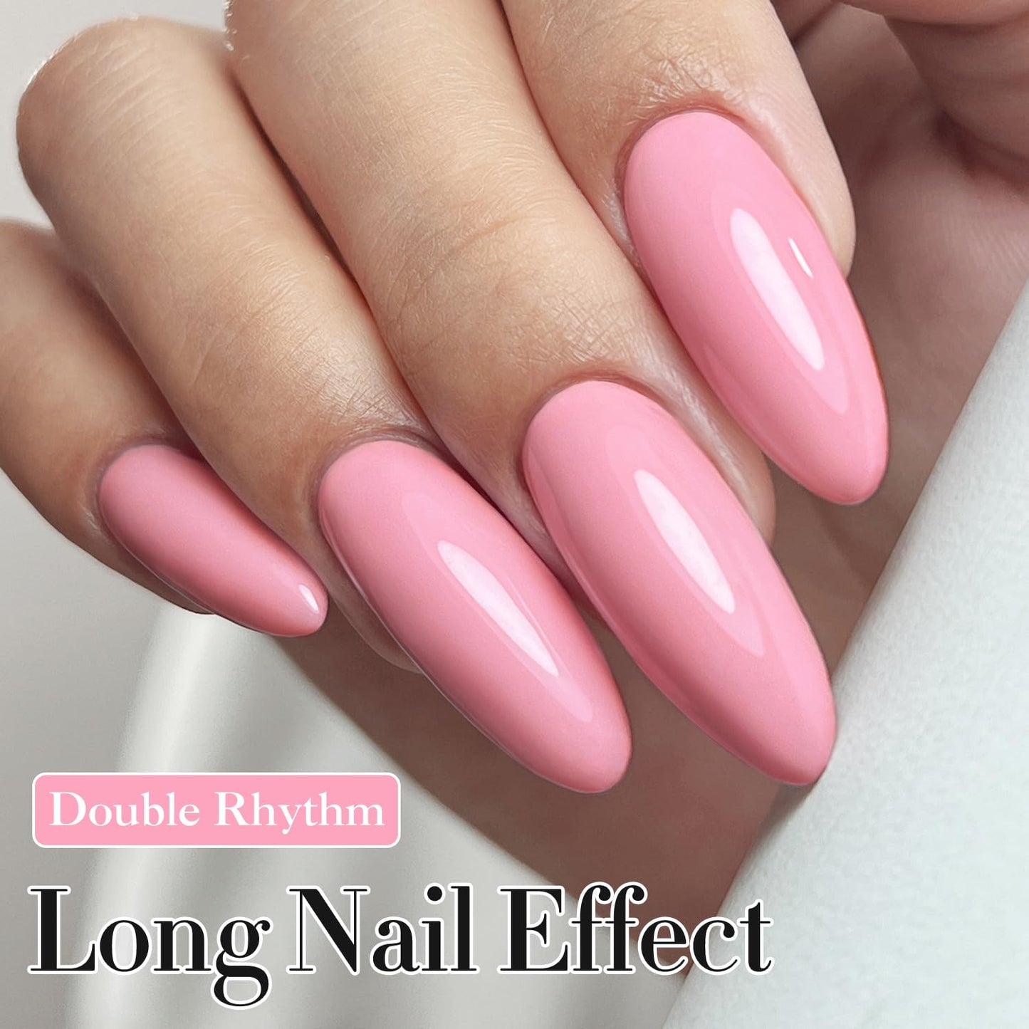 Double Rhythm 15ML Gel Polish Jelly Sheer Pastel Light Milky Color 1 PC 0.53 OZ Bottle UV Nail Polish Art Salon at Home for Women (Pink-B-A1035)