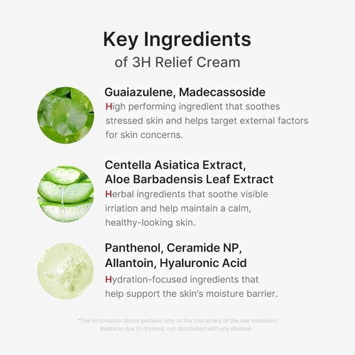 Medicube 3H Daily Relief Cream - Soothing Moisturizer for All Skin Types | Lightweight Hydration with Guaiazulene & Ceramide