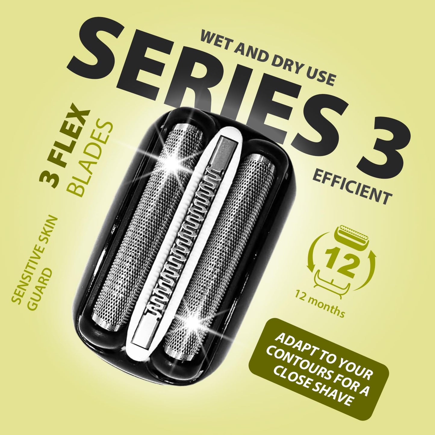 Skiennix Electric Shaver Replacement Heads - 2-Pack Compatible with S3 Foil & Cutter Razor | Fits 3040s, 3010s, 310s, 3000s, 3050cc, 3080s, 390cc