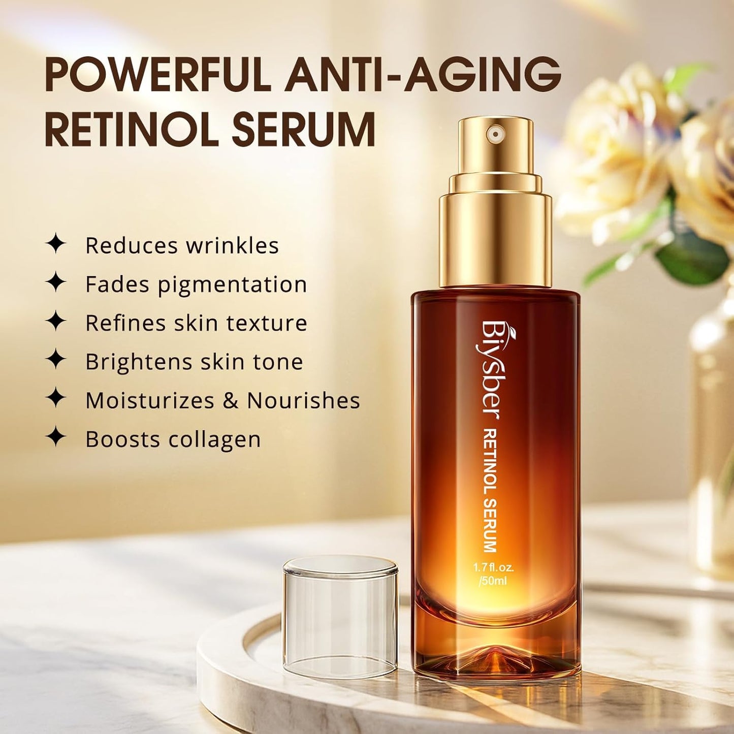 Skiennix Retinol Collagen Serum - Anti-Aging Peptide Formula for Hydrated, Firm Skin | 1.70 Fl Oz