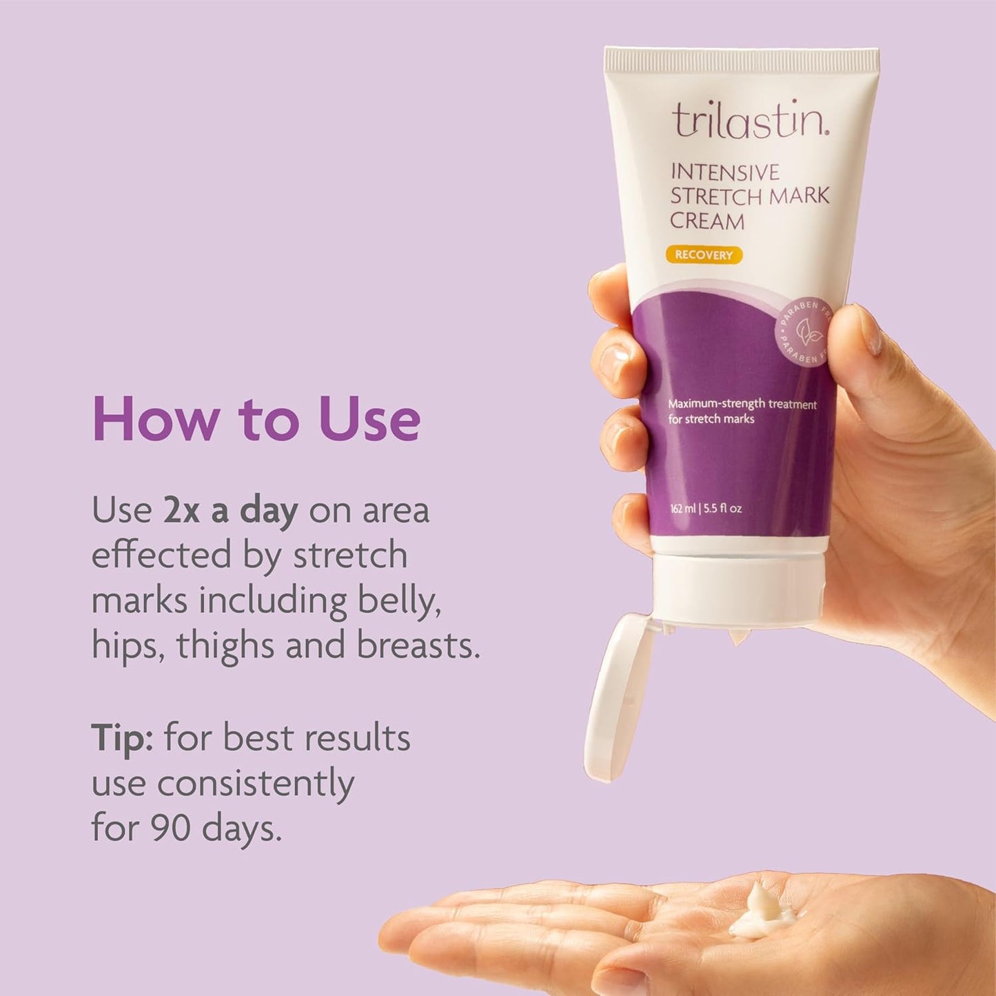 TriLASTIN Stretch Mark Cream - Hydrating Body Lotion with Collagen, Niacinamide & Vitamin E - Unscented 5.5 oz