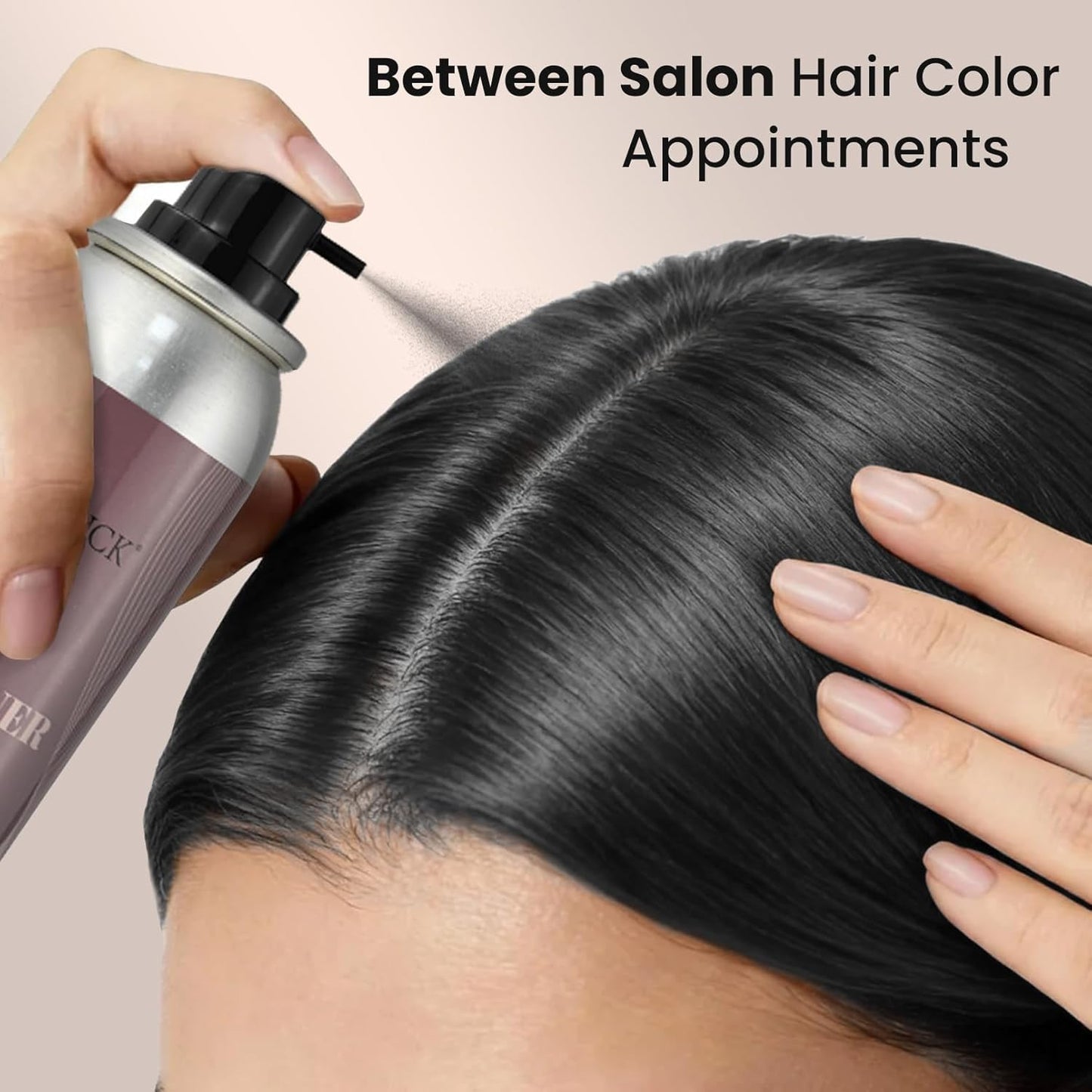 VOLLUCK Root Touch Up Hair Color Spray - Ammonia-Free, Quick Drying Grey Coverage for Men & Women | Black
